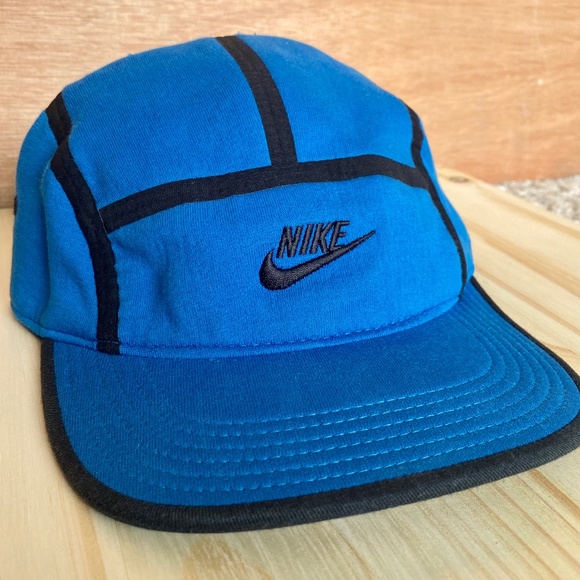 Nike AW84 Tech 5 Panel Hat Blue Black 611751 Rare - Picture 1 of 5